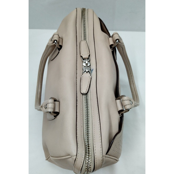Coach Haley Light Nude Perforated Leather Top Handles Zipper Satchel Bag - Picture 8 of 14